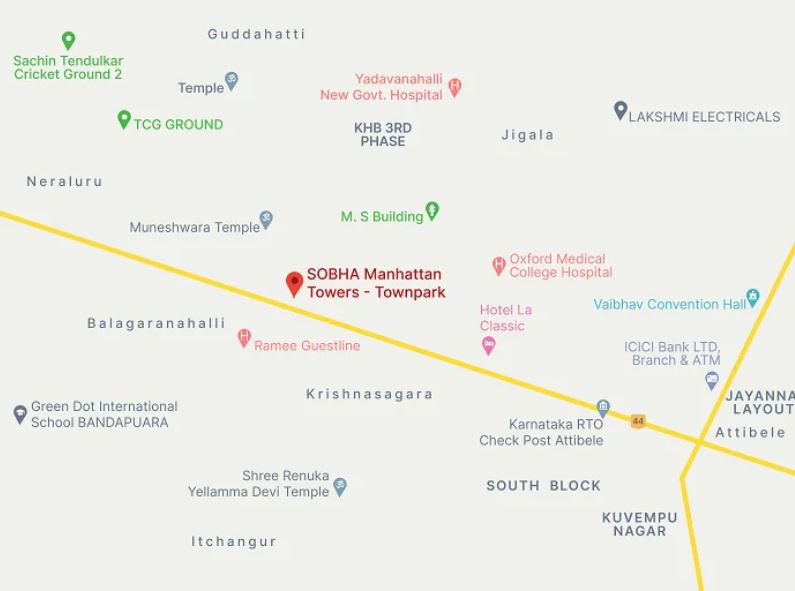 Sobha Townpark Location Map